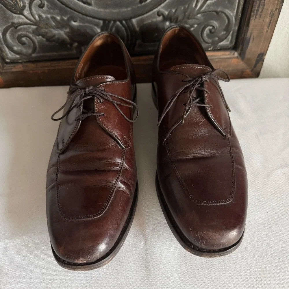 Allen Edmonds Burton Oxford‎ Mens Sz 9.5 D Brown Made In USA Leather Dress Shoes